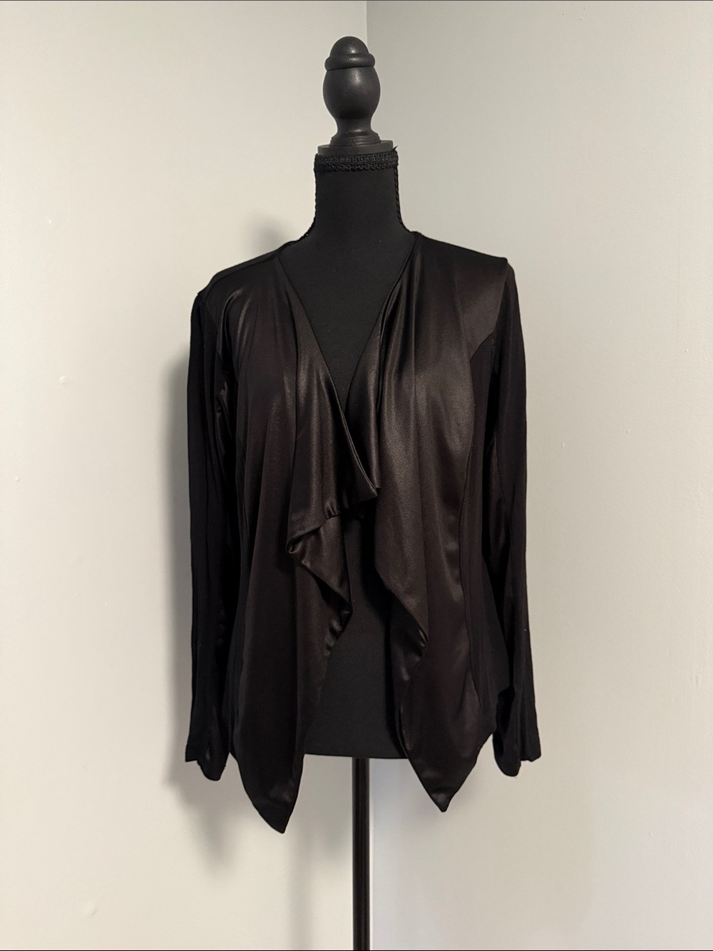 Black Draped Open-Front Women's Jacket
